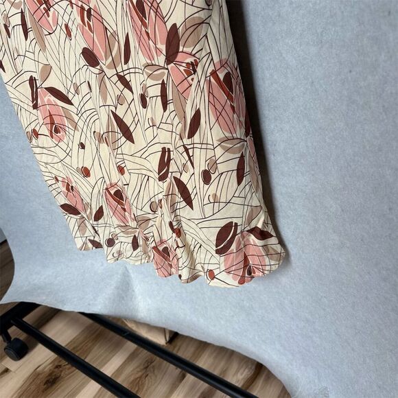 Lane Bryant M Floral  Plus Size Silk Midi Dress Ruffle Fairy Y2K Etherial 18 - Picture 4 of 7